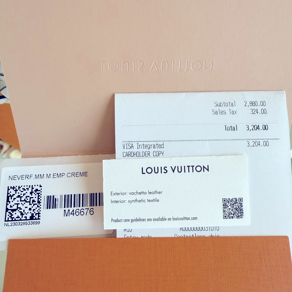 BRAND NEW Louis Vuitton Neverfull MM Monogram Empreinte Cream Leather Tote Bag - Picture 10 of 16